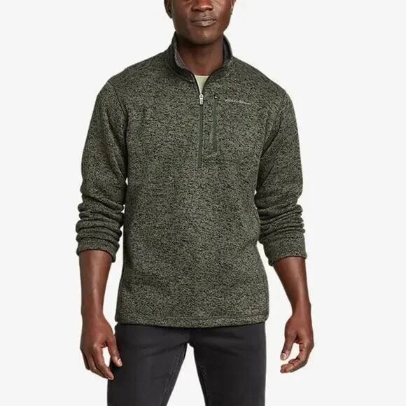 Eddie Bauer Other - Eddie Bauer Men's Radiator Green Brown Sweater Fleece 1/4-Zip Pullover 2XL